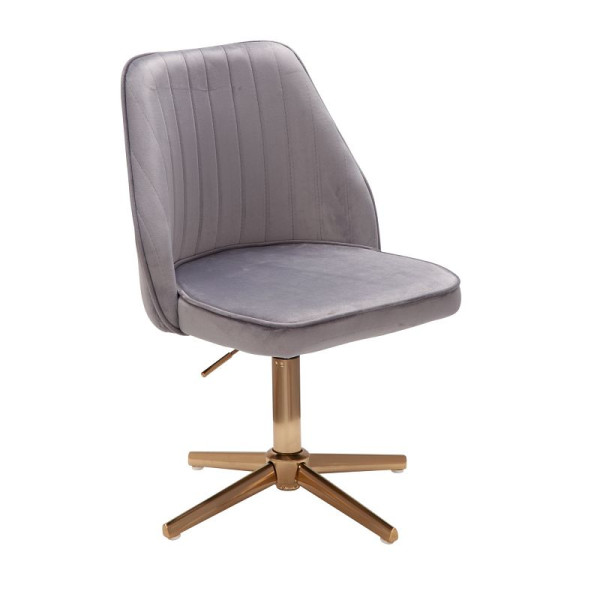 Wohnling Design Draaistoel Grijs Fluweel Draaibaar zonder Wielen, WL6.302