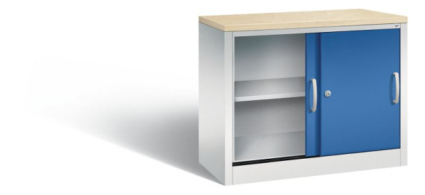 C+P dressoir met schuifdeuren Acurado, H720xB1000xD400mm, kleur: lichtgrijs / gentiaanblauw, beugelgreep, 2 niveaus, 5725-00 S10090