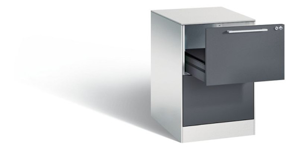 C+P archiefkast Asisto, H710xB440xD600mm, kleur: lichtgrijs/zwartgrijs, beugelgreep, 146275-221 S10024