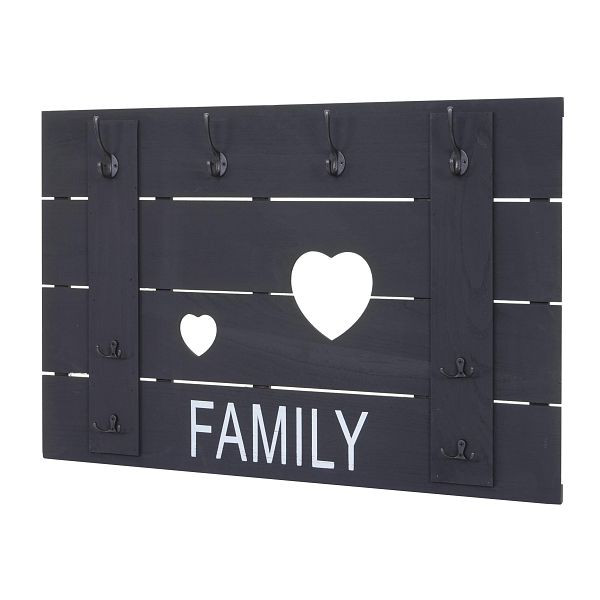 Mendler wandkledingkast HWC-C89 Family, garderobepaneel, vintage shabby look, 8 haken 60x90cm, donkergrijs, shabby, 61931