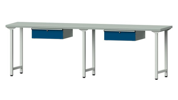 ANKE werkbanken werktafel, model 93, 2800 x 700 x 890 mm, RAL 7035/5010, ZBP 40 mm, 400.429
