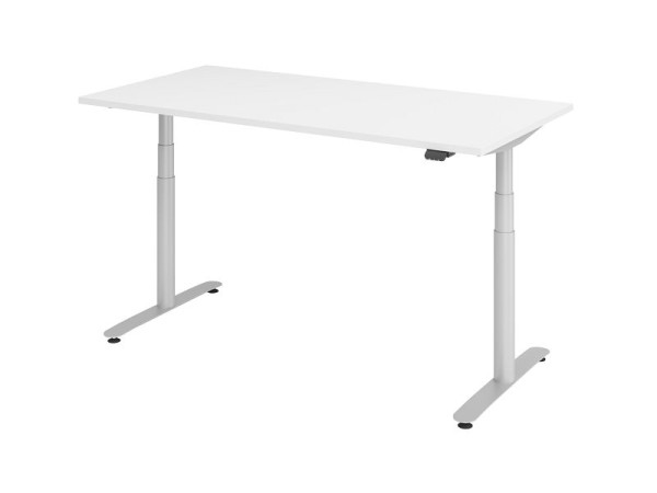 Hammerbacher zit-sta bureau elektrisch 160x80cm wit/zilver, VXDLR16/W/S