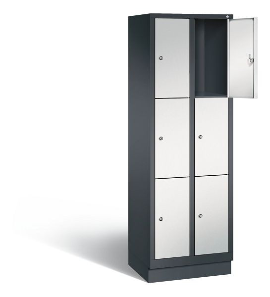 C+P lockerkast Evolo, H1800xB610xD500mm, kleur: zwartgrijs/lichtgrijs, 48020-203 S10025