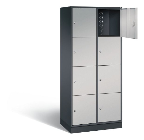 C+P XL lockerkast Intro, H1950xW820xD490mm, kleur: zwart-grijs/wit aluminium, 8470-202 S10205