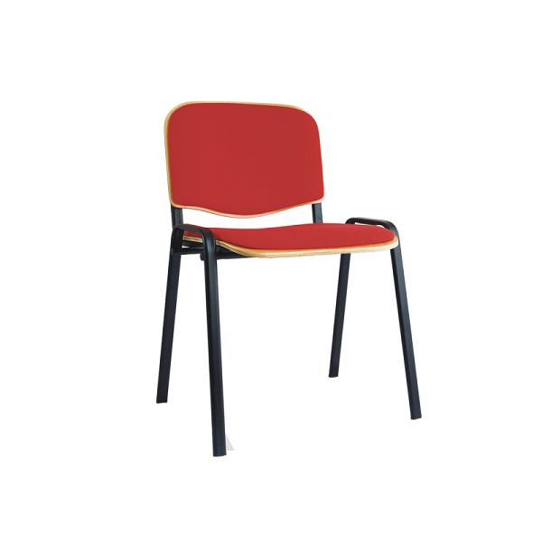 Lüllmann bezoekersstoel, bekleed met beukenmultiplex, 450/810 x 545 x 425 mm, diep zwart/rood, 225473