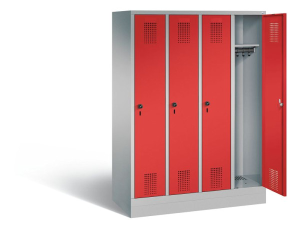 C+P schoolkluis Evolo, H1600xB1190xD500mm, kleur: wit aluminium / vuurrood, 480206-40 S10085