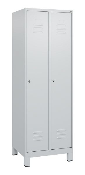 C+P luierkastje Classic PLUS met middenwand, voeten, 2 vakken, 1800x600x500mm, 7035/7035, cilindersloten, 0800107-20F S10024
