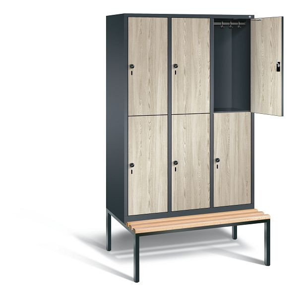 C+P locker, dubbellaags Evolo, H2090xB1200xD815mm, kleur: antracietgrijs / Sen ash decor, 48350-32 S10275