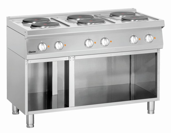Bartscher elektrisch fornuis 700, B1200, 6 kookplaten, open onderstel, 286106