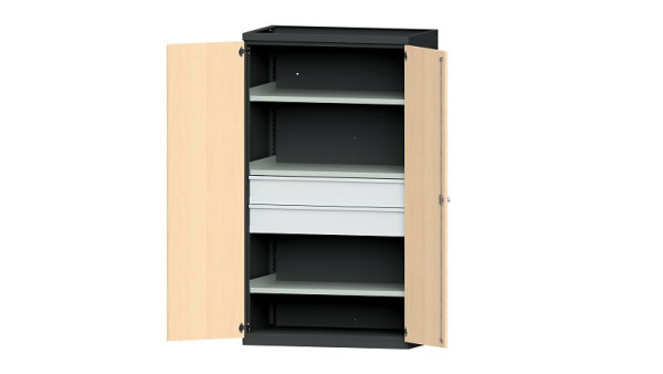 ANKE werkbanken, zware kast, model 102 VH, 1085 x 630 x 1950 mm, RAL 7016/beuken decor, 620.016