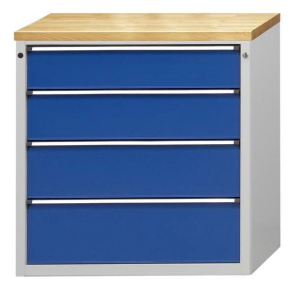 ANKE ladekast; 910 x 675 x 980 mm; RAL 7035/5010; Kuip met antislipmat; 4 laden 180, 210, 240, 270 mm, 610.204