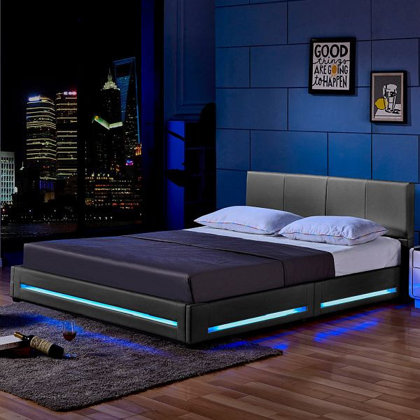 HOME DELUXE LED bed ASTEROID donkergrijs - 160 x 200 cm, 20601
