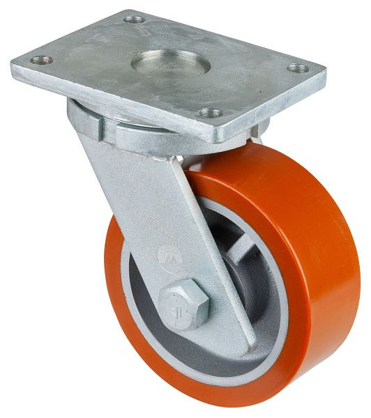 BS Rollen Zwaarlastwiel, wielbreedte 80 mm, wiel-Ø 200 mm, draagvermogen 1400 kg, gegoten polyurethaan 95 Shore A, gegoten wiellichaam, kogellagers, RR100.C10.202
