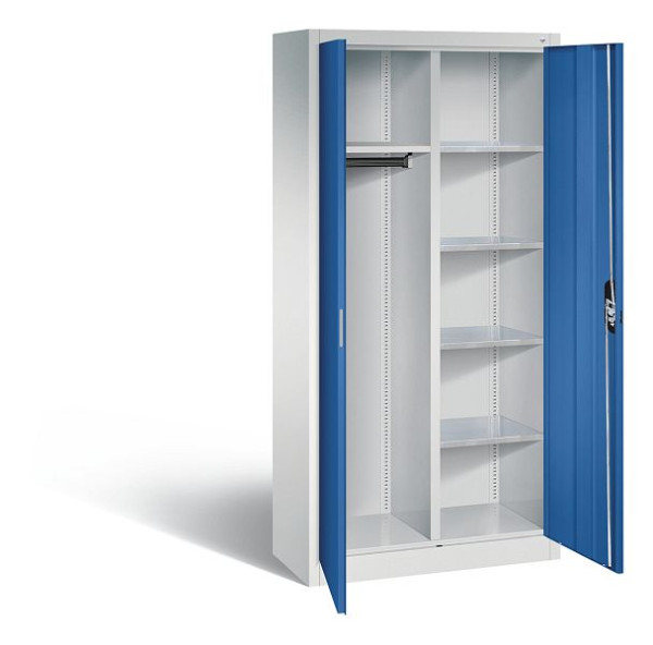 C+P archief-/garderobekast Acurado, H1950xB930xD400mm, kleur: lichtgrijs / gentiaanblauw, verzonken handgreep, 8920-312 S10154