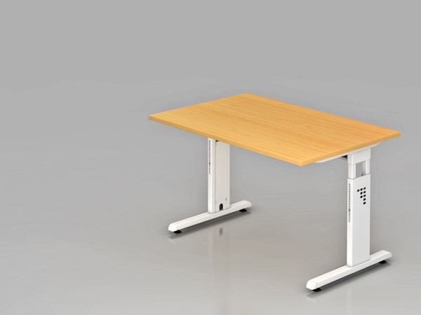 Hammerbacher bureau C-poot 120x80cm beuken/wit, werkhoogte 65-85 cm, VOS12/6/W