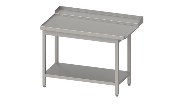 Stalgast RVS afvoertafel, korfgeleiding met afschot, met voet 1000x750x880mm, montagezijde links, met opstand, gelast, VAL10711LA