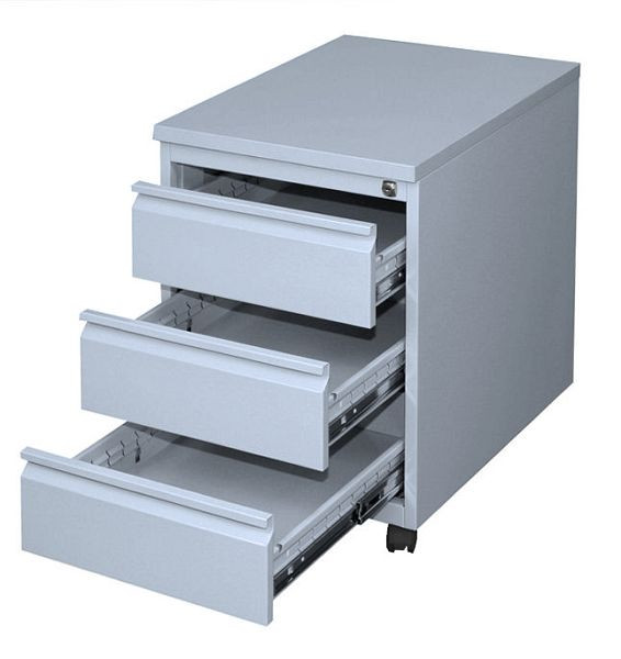 Lüllmann rolcontainer, 620 x 460 x 600 mm, lichtgrijs/lichtgrijs, 3 laden, 505300