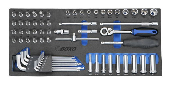 Boxo 1/4" SAE dopsleutelset, 65 stuks, VE: 5 stuks, BX001S-2