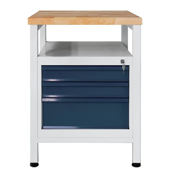 ADB smalle werkbank 3 laden, legbord, afmetingen BxDxH: 600x600x840 mm, werktafel: grijs, RAL 7035, kleur lade/deur: antracietgrijs, RAL 7016, 42938