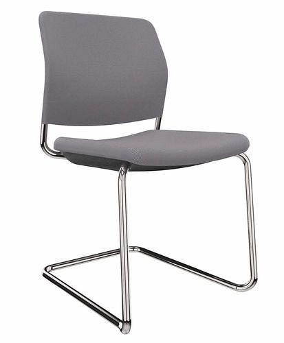 DENIOS bezoekersstoel Cay, sledeloos, stapelbaar, grijs, 292443