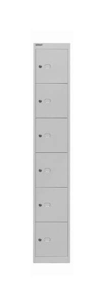 Bisley kantoorlockerkast, 1 vak, 6 vakken, lichtgrijs, CLK186645