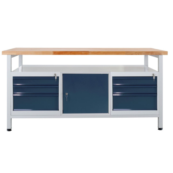 ADB werkbank 6 laden, 1 deur (L), legplank, afmetingen LxBxH: 1700x600x840 mm, werktafel: lichtgrijs, RAL 7035, deur/laden: antracietgrijs, RAL 7016, 43750