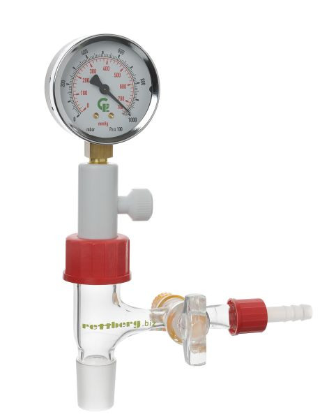 Rettberg ventilatieventiel voor exsiccatoren, met vacuümmeter en afsluitventiel, 107000247