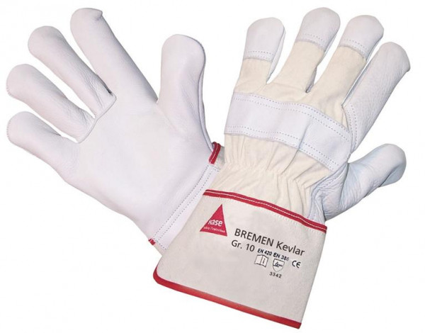 Hase Safety BREMEN-Kevlar®, 5-Finger-Sicherheitshandschuhe aus Vollleder, Größe: 10, VE: 12 Paar, 291020