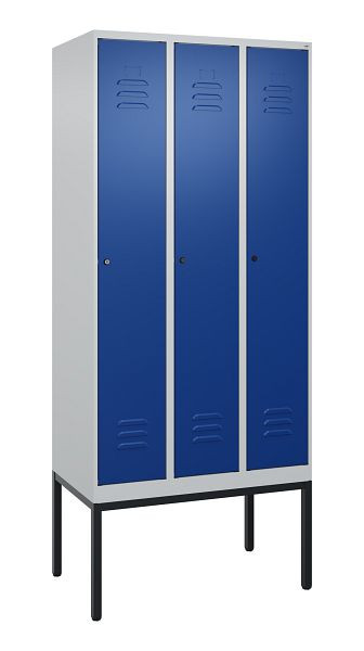 C+P luierkluis Classic PLUS met middenwand, frame, 3 vakken, 2120x900x500mm, 7035/5010, cilindersloten, 0800307-30F S10018