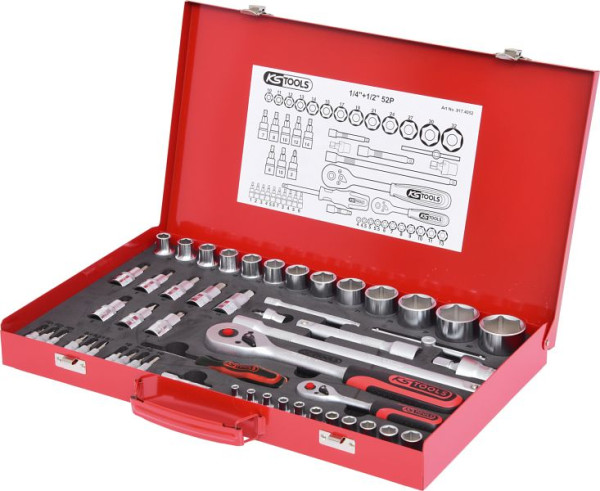 KS Tools 1/4"+1/2" dopsleutelset, 52-delig, 917.4052