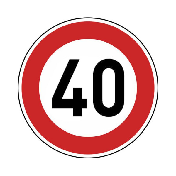 Stein HGS HGS Toegestane maximumsnelheid ... km/h (aangevraagde informatie) Nr. 274, 420 mm / RA2 / platte vorm 3 mm, 40 km/h, 274-123-40