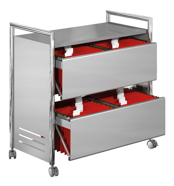 Kerkmann Artline II mappenwagen, B 815 mm x D 435 mm x H 800 mm, aluminium zilver/chroom, 14313214