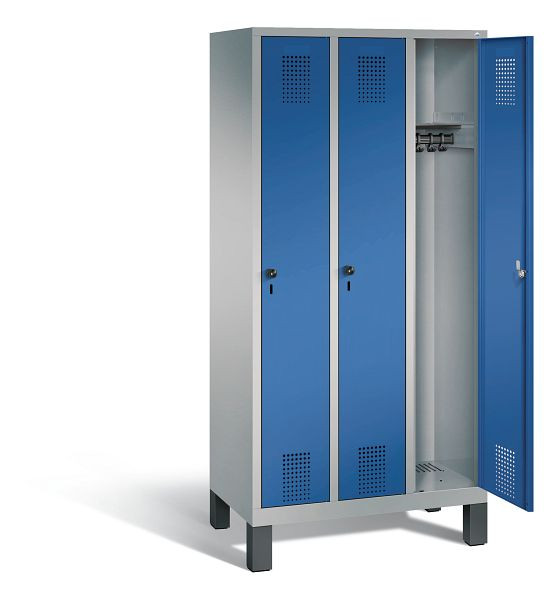C+P garderobe Evolo, H1850xW900xD500mm, kleur: wit aluminium / gentiaanblauw, 48010-30 S10717