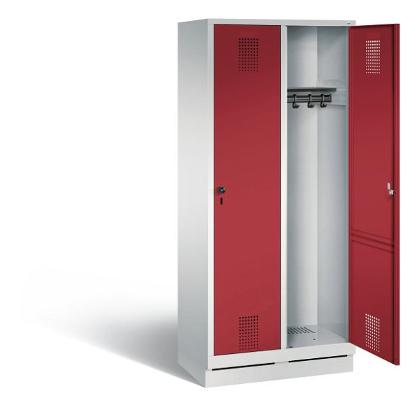 C+P Evolo garderobe, H1800xW810xD500mm, kleur: lichtgrijs/robijnrood, 48020-22 S10005