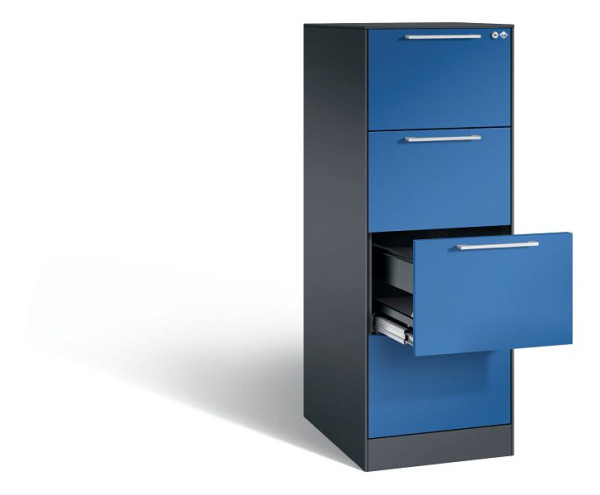 C+P hangarchiefkast Asisto, H1310xB440xD600mm, kleur: zwartgrijs / gentiaanblauw, beugelgreep, 146225-411 S10048