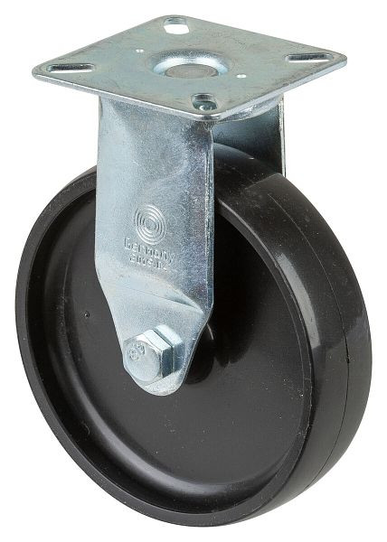 BS rollen apparatenrol, plaat, wielbreedte 23 mm, wiel-Ø 100 mm, draagvermogen 65 kg, zwart kunststof, glijlager, VE = 4 stuks, A310.A90.100