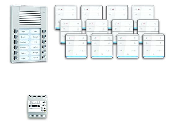 TCS deurbedieningssysteem audio: pack AP voor 12 wooneenheden, met buitenpost PES 12 belknoppen, 12x handsfree luidspreker ISW5010, bedieningseenheid, PPAF12-EN / 01