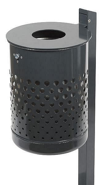 Renner afvalcontainer met paal ca. 35 L, geperforeerd, met afdekschijf, thermisch verzinkt, 7038-00FV