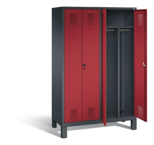 C+P zwart wit kastje Evolo, H1850xW1190xD500mm, kleur: zwart-grijs/robijnrood, 48012-40 S10209