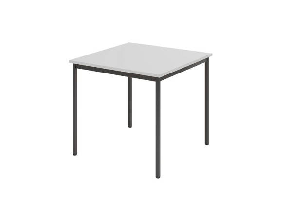 Hammerbacher vergadertafel VS08, 80 x 80 cm, blad: grijs, vierpootsframe zwart, werkhoogte 72 cm, rondom stalen frame zwart, VVS08/5/D