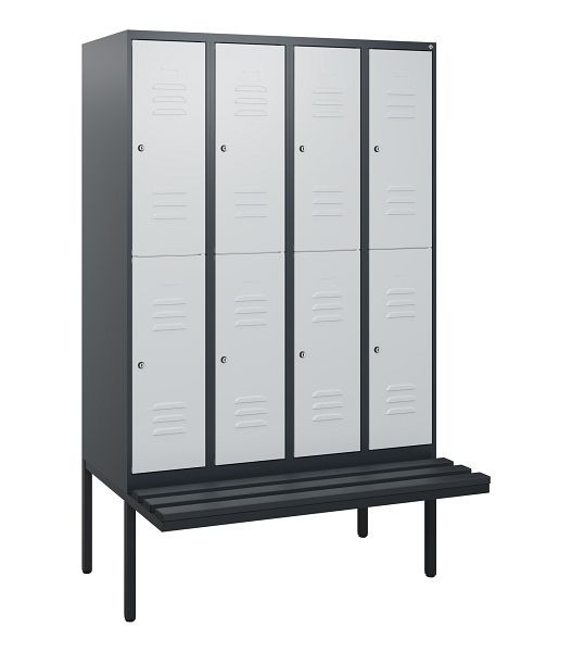 C+P dubbeldekskast Classic PLUS, 4 compartimenten, 1950x1200x815mm, 7016/7035, cilindersloten, zwevende zitting, 0803405-40 S10088