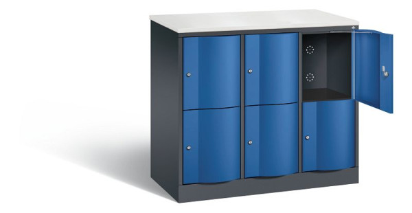 C+P lockerkast Resisto, H1077xB1148xD540mm, kleur: zwartgrijs / gentiaanblauw, 8472-372 S10135