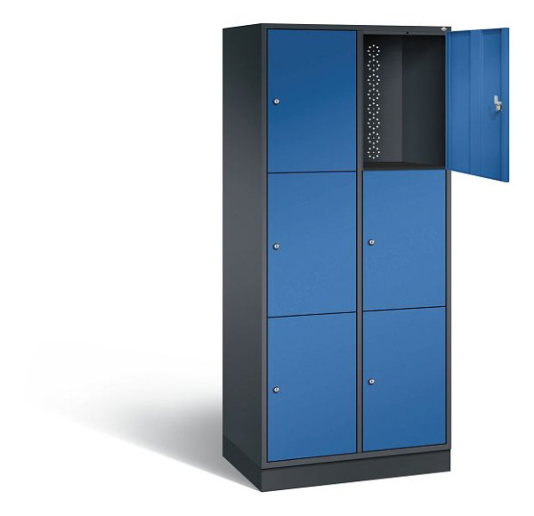 C+P XL lockerkast Intro, H1950xW820xD490mm, kleur: zwartgrijs / gentiaanblauw, 8370-202 S10020
