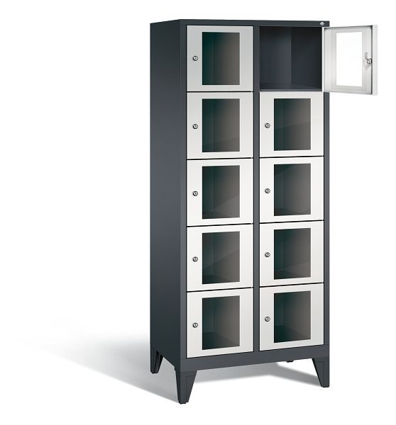 C+P lockerkast Classic, H1850xW810xD500mm, kleur: zwartgrijs/lichtgrijs, 8010A225 S10013