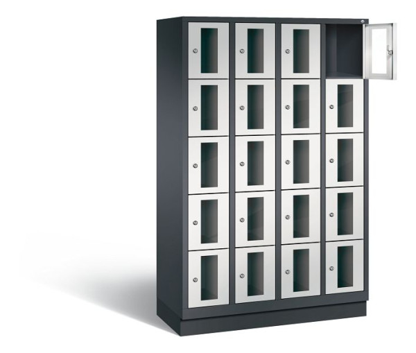 C+P lockerkast Classic, H1800xB1190xD500mm, kleur: zwartgrijs/lichtgrijs, 8020A405 S10015