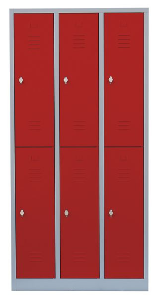 Lüllmann stalen kledingkast/garderobe, 1800 x 885 x 500 mm, lichtgrijs/vuurrood, 520234
