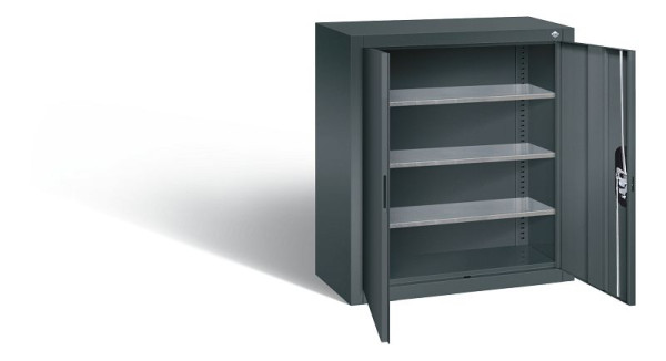 C+P wandkast serie 13, H830xB700xD300mm, kleur: antracietgrijs, verzonken handgreep, 134013-22 S10197