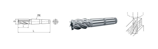 ELMAG HSS Co5 vingerfrees met morseconus DIN 845, Ø 25,0 mm, MK 3 (kort), 74008