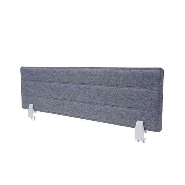 Mendler HWC-G76 tafelwand, privacyscherm kantoor, prikbord bureau, stof/textielklemmen met reliëf, 100x30cm grijs, 71945+71947
