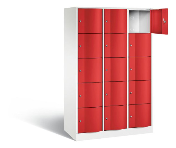 C+P lockerkast Resisto, H1950xB1148xD540mm, kleur: verkeerswit / vuurrood, 8570-372 S11188